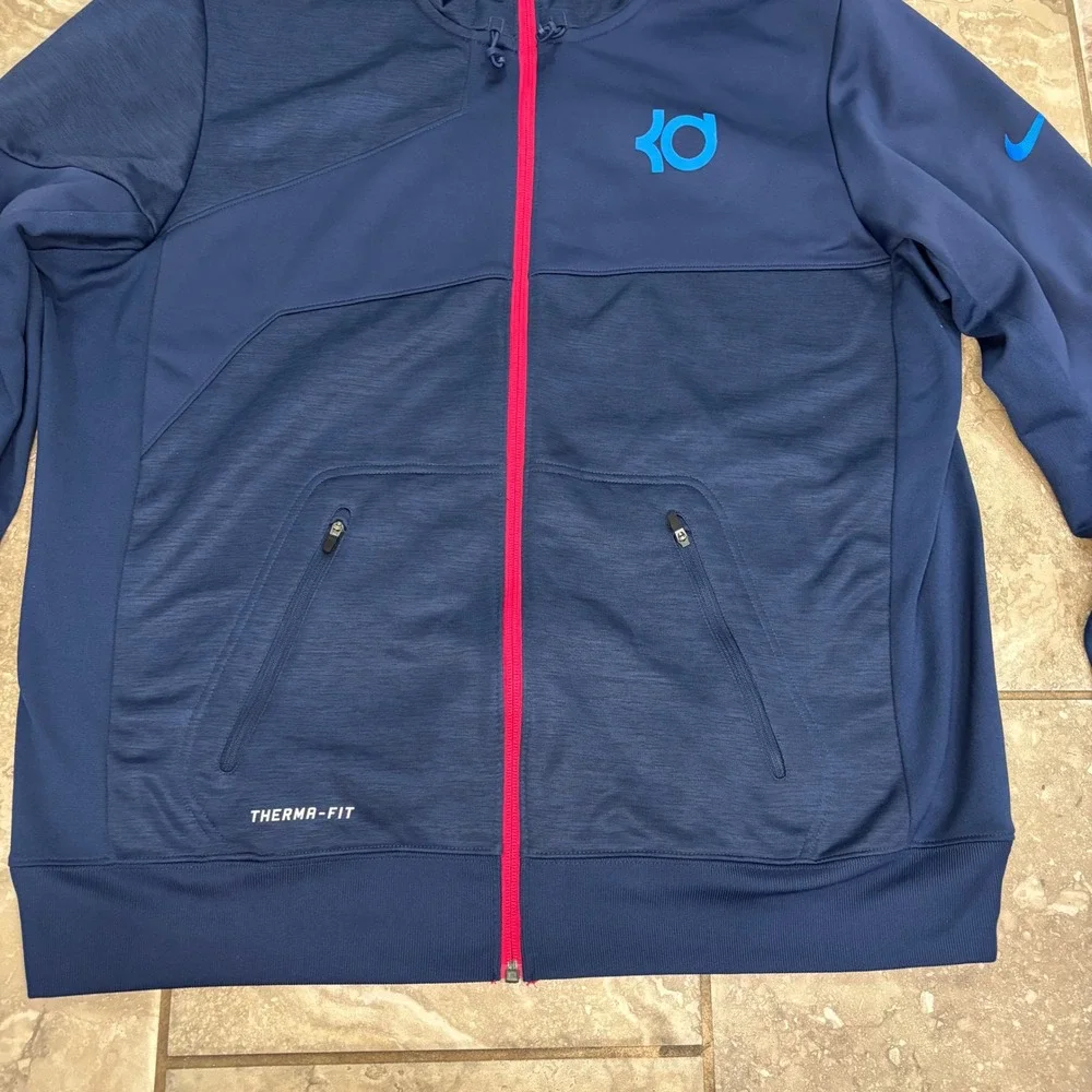 Nike KD Kevin Durant Therma-FIT Full Zip‎ Hoodie Mens XL Navy Blue 618297-410